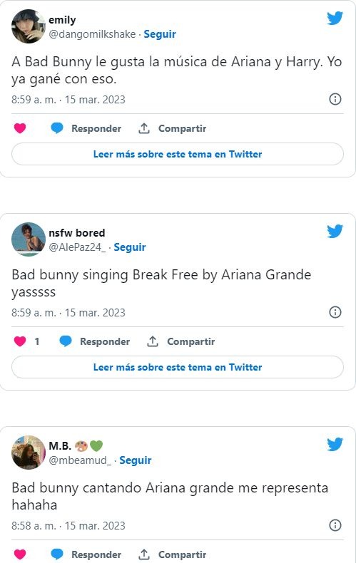  Bad Bunny sorprendió al cantante en inglés popular tema de Ariana Grande