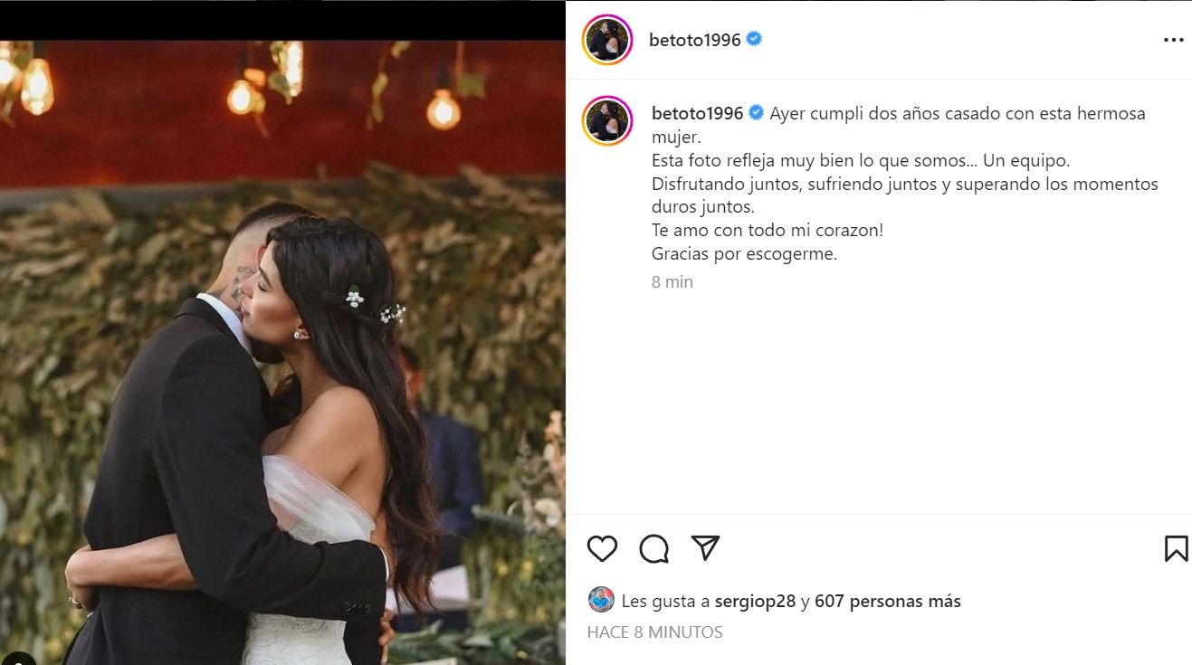 Beto Da Silva emocionó a Ivana Yturbe con romántico mensaje por su segundo aniversario de casados