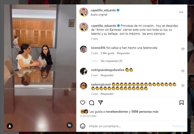 Eduardo Capetillo compartió la despedida de Biby Gaitán y Ana Paula de la obra. Fuente: Instagram