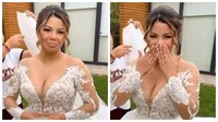 ¡DE BLANCO! Estrella Torres se conmovió al lucir vestida de novia previo a su boda