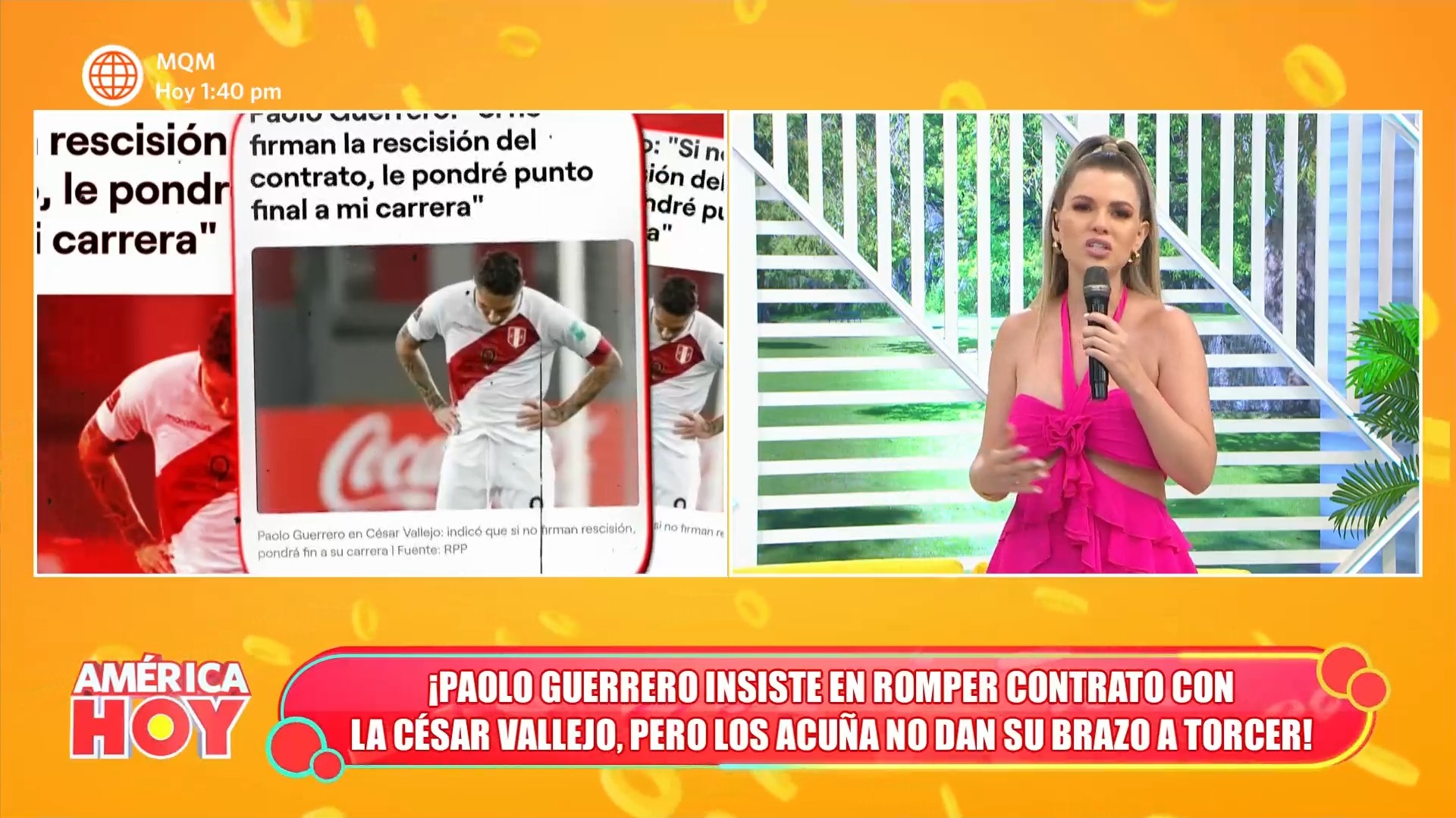 Brunella Horna se mostró indignada tras las declaraciones de Paolo Guerrero contra la César Vallejo y Richard Acuña. Fuente: AméricaTV