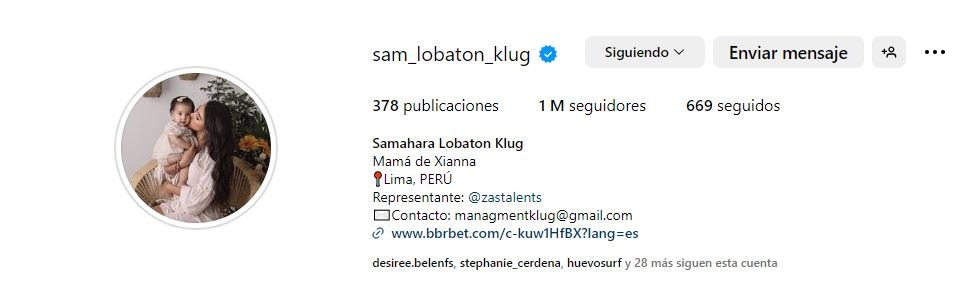 Samahara Lobatón cambió el estado de su cuenta de Instagram/Foto: Instagram