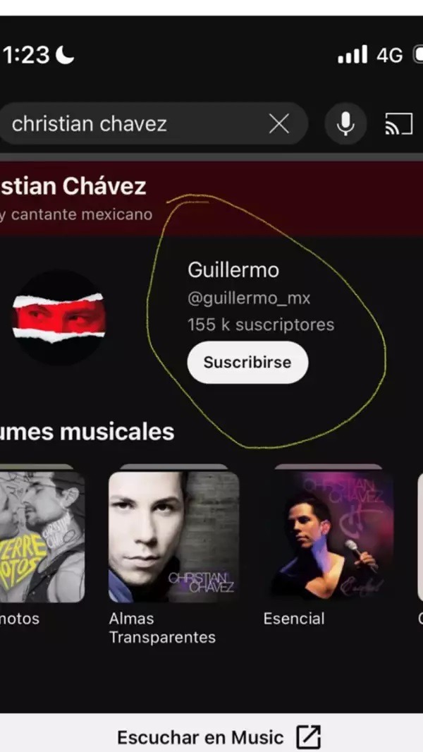 Christian Chávez perdió su canal de Youtube y ahora aparece el nombre de "Guillermo". Fuente: Instagram