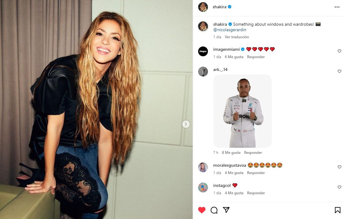 Shakira publicó nuevas fotos en Instagram y Lewis Hamilton le dio like 