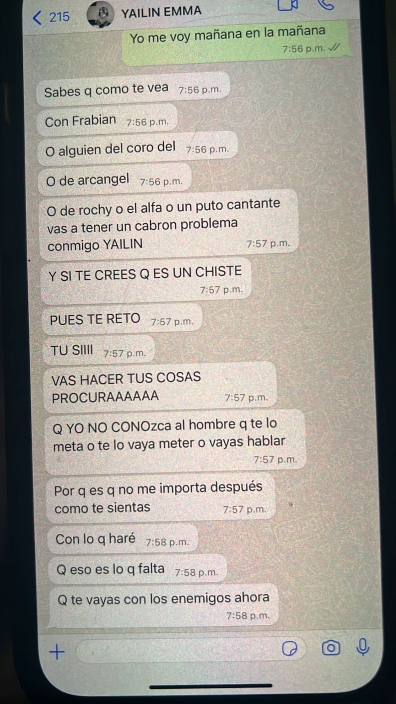 Conversación de WhatsApp Yailín y Anuel / Instagram