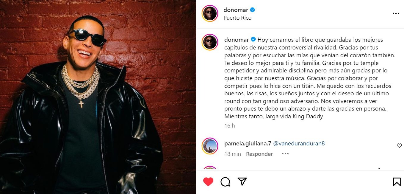 Don Omar y su emotivo mensaje para Daddy Yankee / Instagram