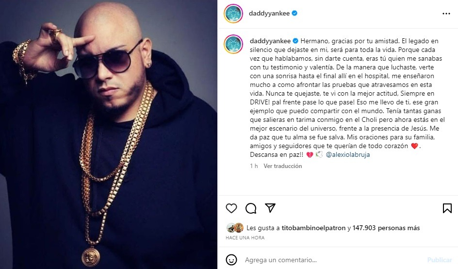 Daddy Yankee y su conmovedora despedida a Alexio ‘La Bruja’: "Tenía tantas ganas de que salieras en tarima conmigo "