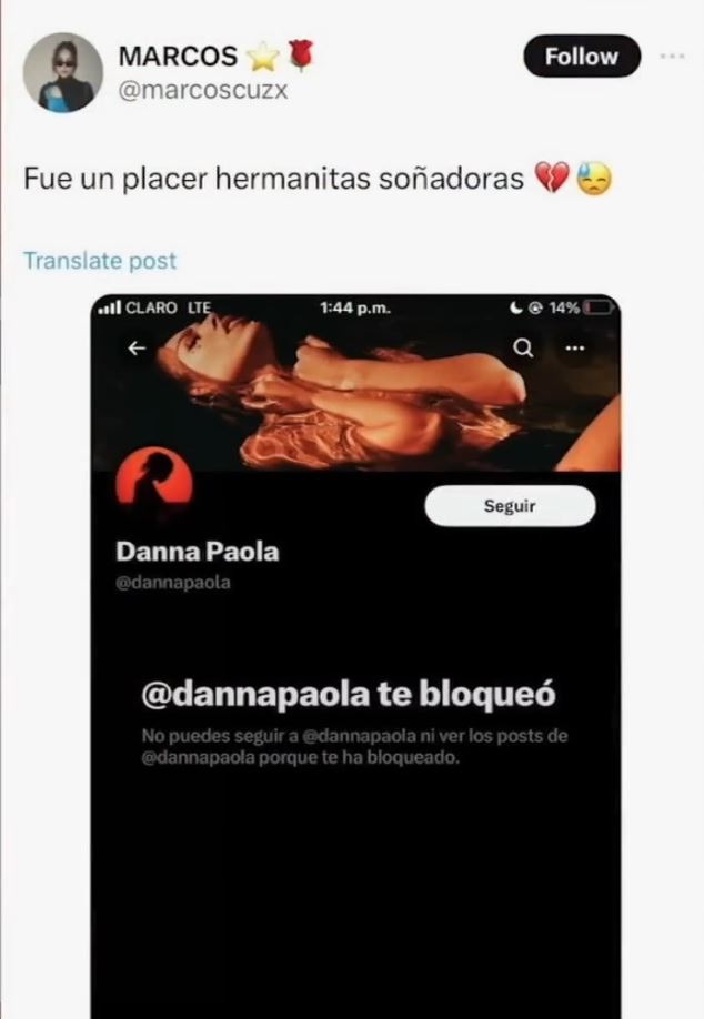 Danna Paola bloqueó de su cuenta oficial de X a todos los que manifestaron su sincera opinión sobre su nueva canción/Foto: X