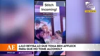 Difunden video donde JLO prueba la copa de Ben Affleck para evitar que recaiga en el alcoholismo