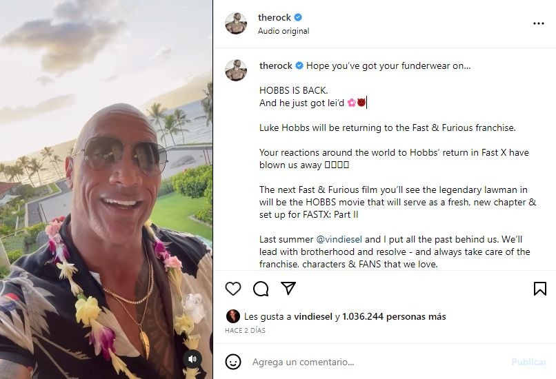 Dwayne Johnson se reconcilió con Vin Diesel y anunció su regreso a 'Rápidos y Furiosos'
