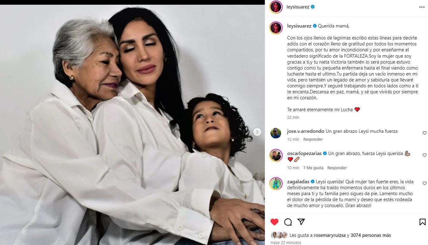 La emotiva despedida de Leysi Suárez a su mamá / Instagram