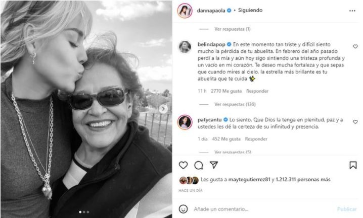 El emotivo mensaje de Belinda a Danna Paola tras el fallecimiento de su abuelita