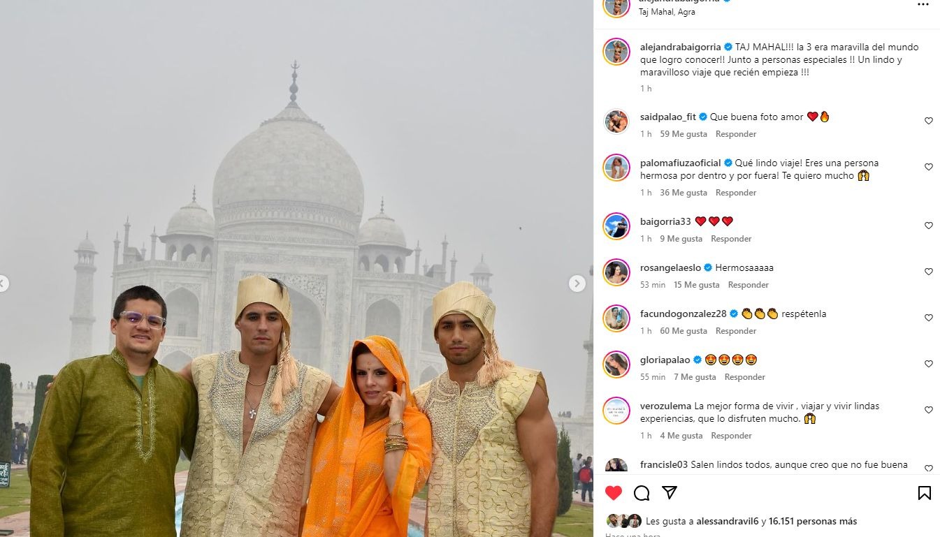 Alejandra Baigorria conoció el Taj Mahal con Said Palao, Facundo González y Sergio Baigorria / Instagram