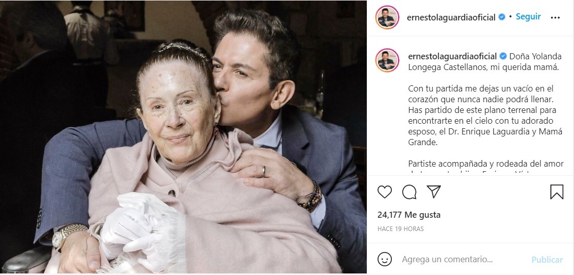 Falleció mamá del actor mexicano Ernesto Laguardia
