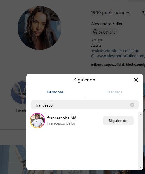 Alessandra Fuller aún sigue mostrando fotografías con su novio Francesco Balbi y continúa siguiéndolo en Instagram/ Foto: IG Alessandra Fuller