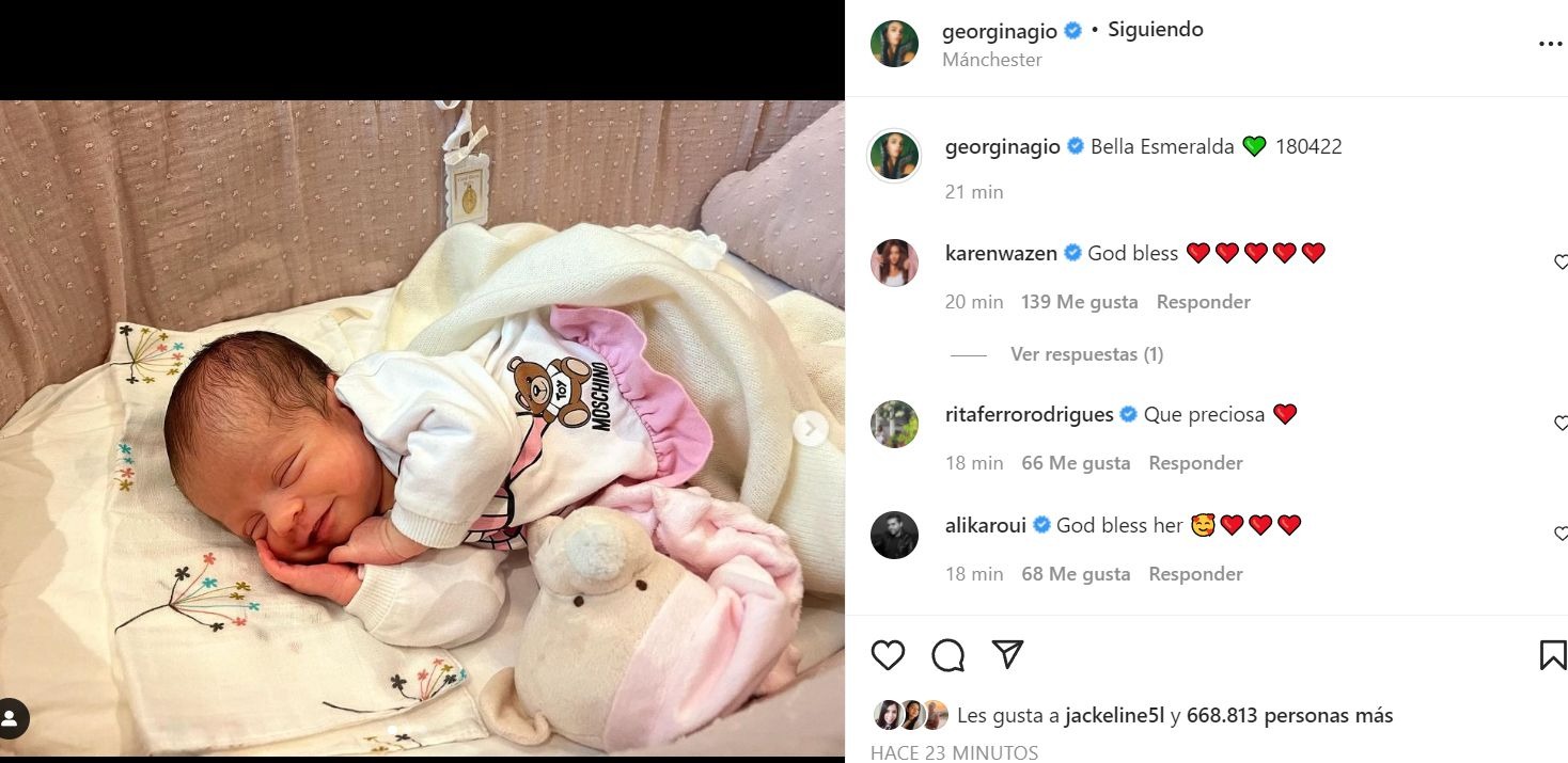 Georgina Rodríguez muestra por primera vez el rostro de su bebé recién nacida