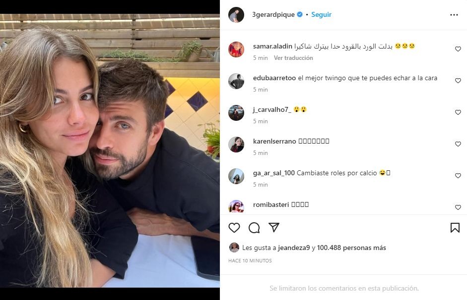 Gerard Piqué publicó su primera foto junto a Clara Chía tras canción de Shakira