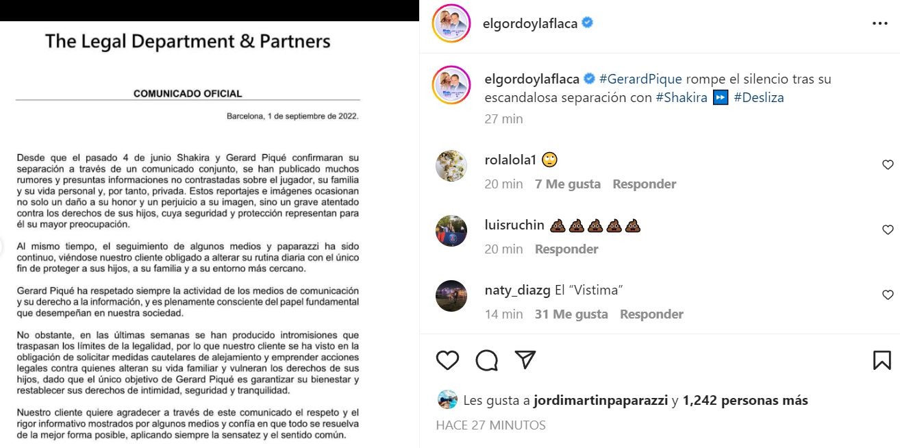 Gerard Piqué rompió su silencio tras separación de Shakira y anunció acciones legales 
