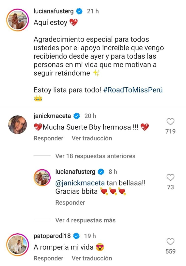 Janick Maceta apoya a Luciana Fuster en su candidatura al Miss Perú 2023