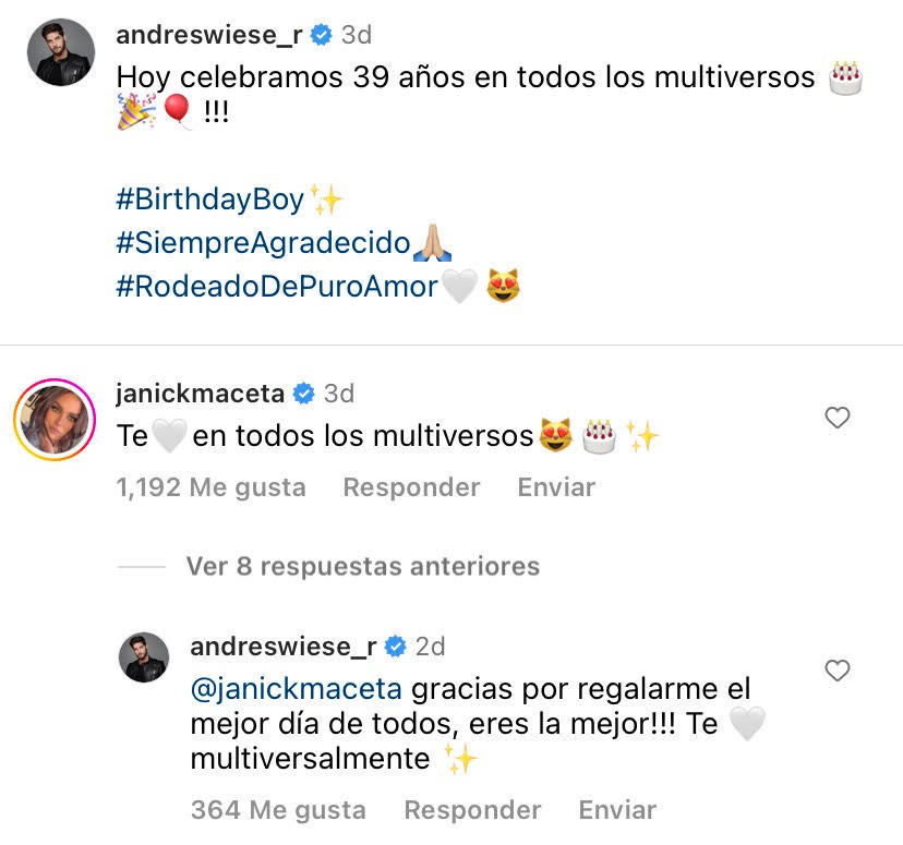 Janick Maceta y el amoroso mensaje a Andrés Wiese por su cumpleaños 