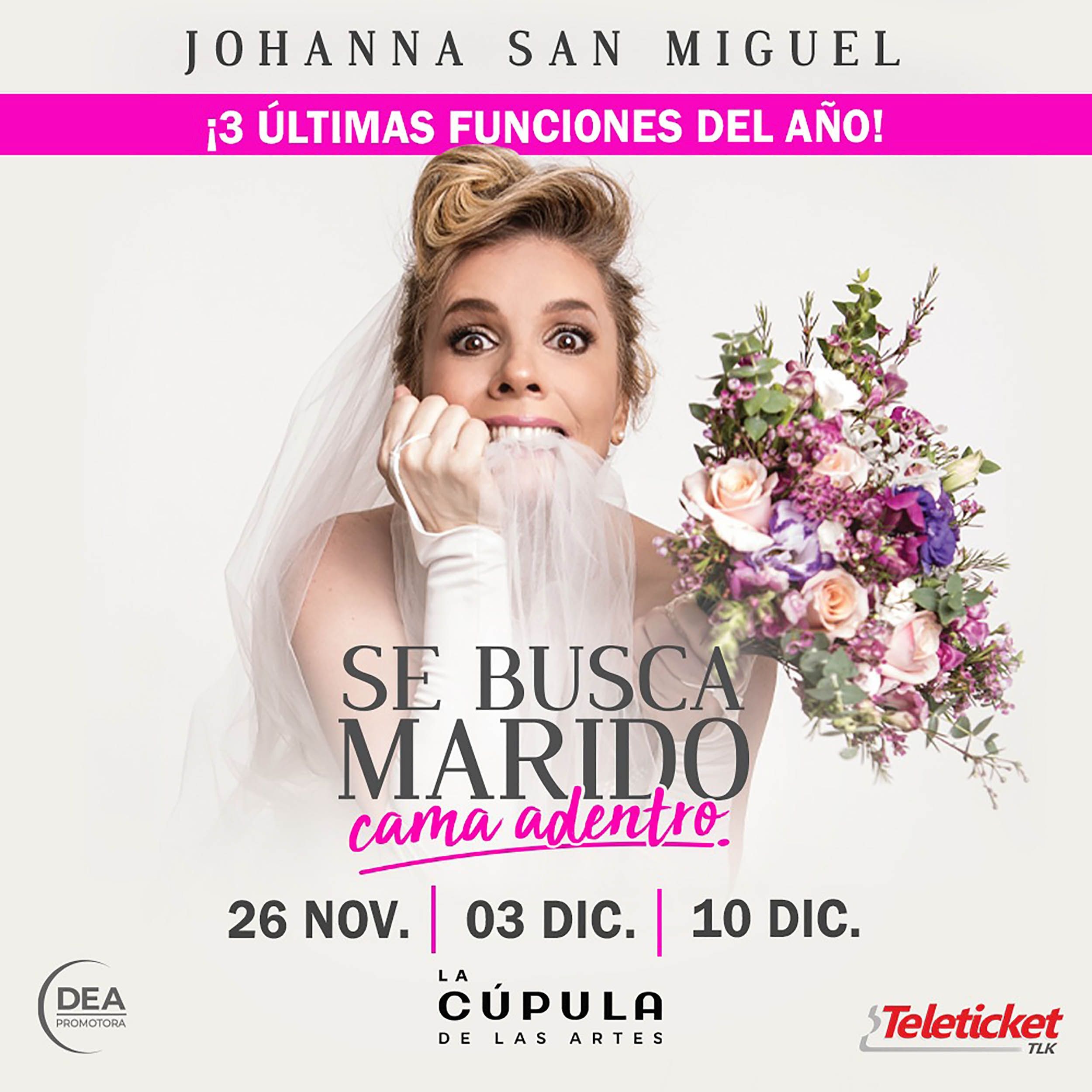 Johanna San Miguel anuncia las tres últimas funciones de “Se busca marido cama adentro”