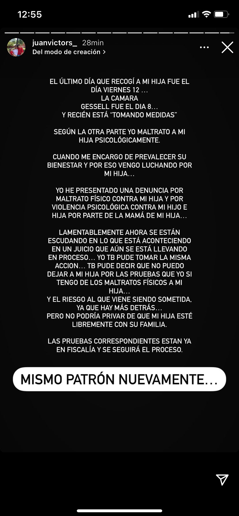 Juan Víctor Sánchez denuncia en redes que Andrea San Martín no dejó que se lleve a su hija 
