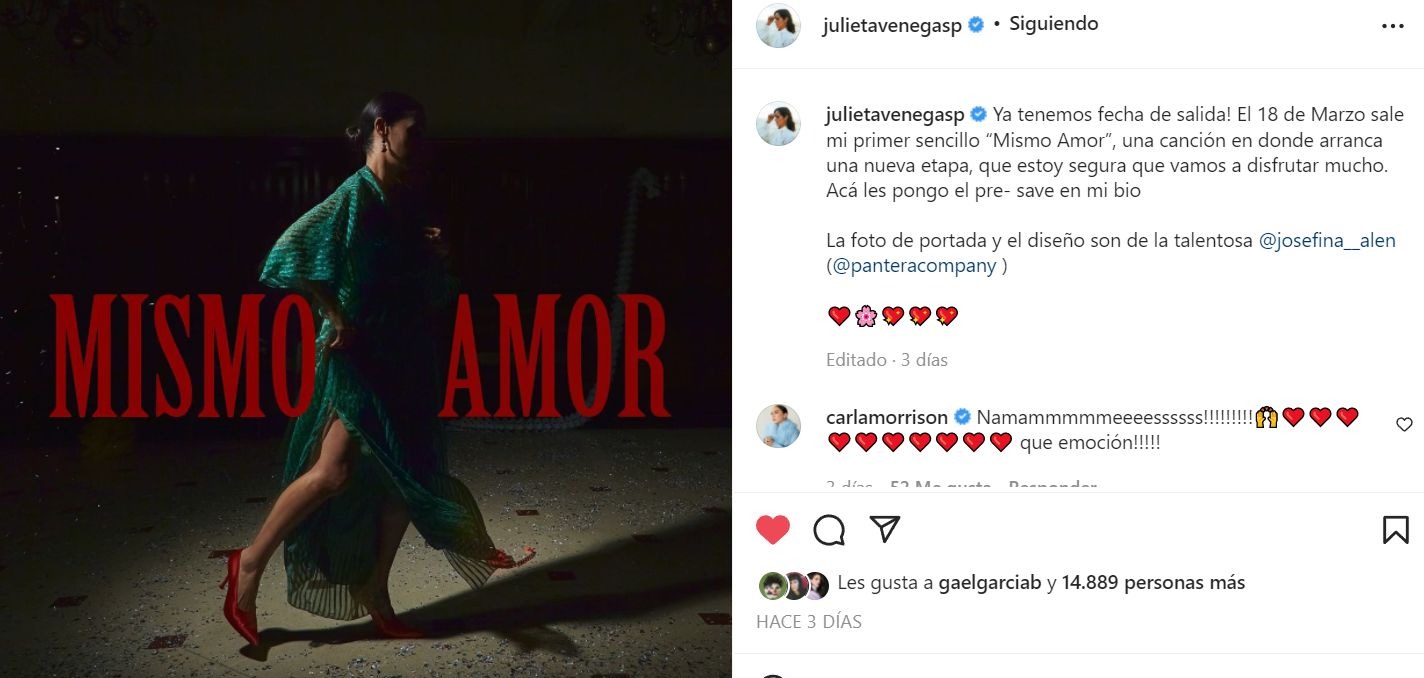 Julieta Venegas anuncia su nuevo sencillo Mismo amor