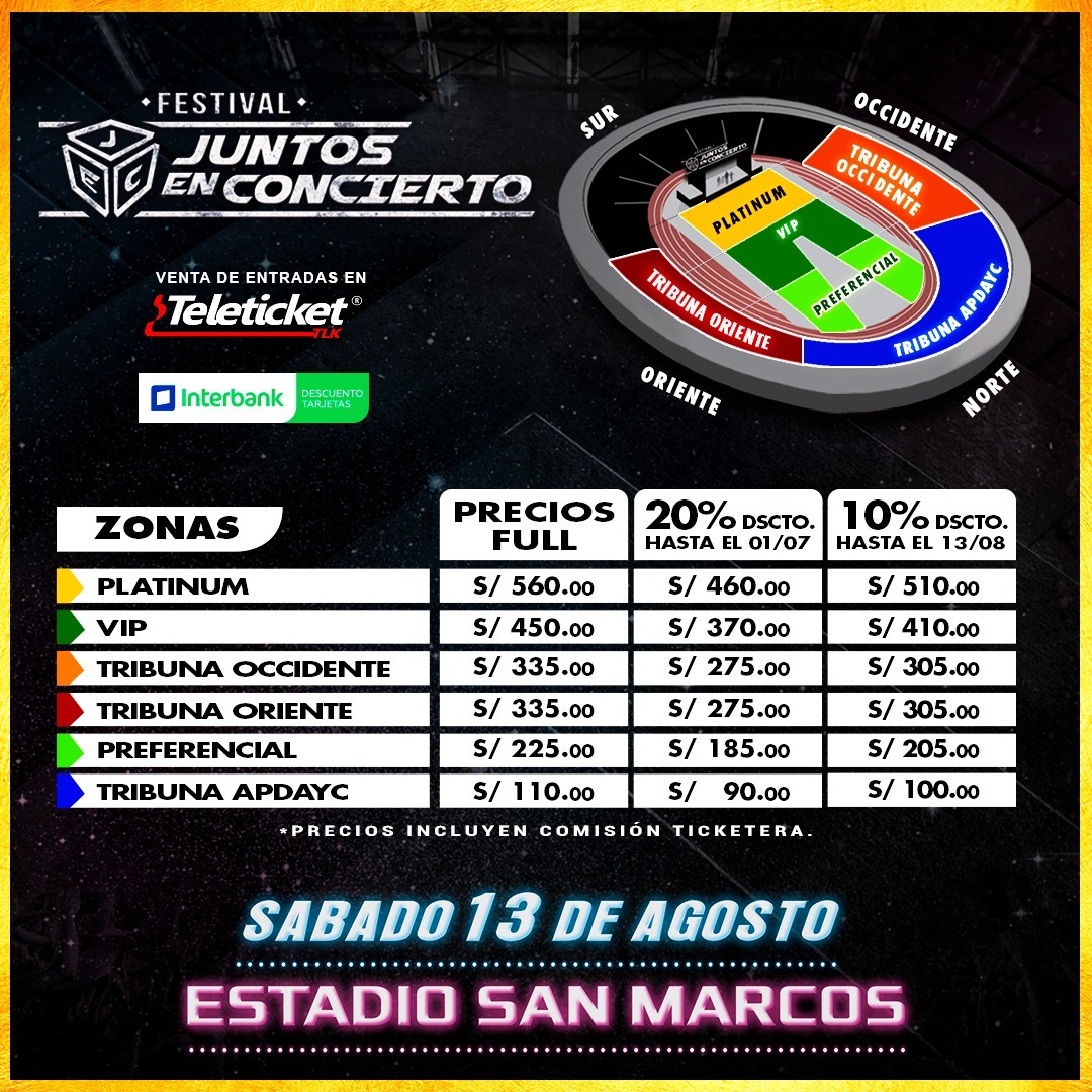 Juntos en Concierto: Más de diez bandas internacionales en el Estadio San Marcos