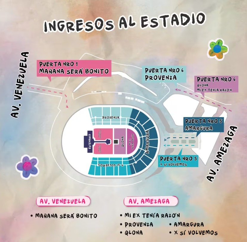 Mapa de ingresos al concierto de la 'Bichota' | Imagen: Instagram