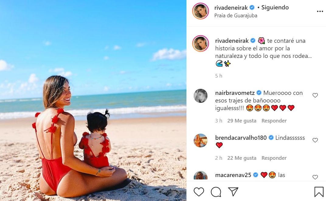 Korina Rivadeneira protagoniza tierna foto con Lara en la playa 