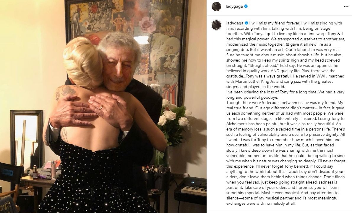 Lady Gaga y su carta de despedida a Tony Bennett / Fuente: Instagram
