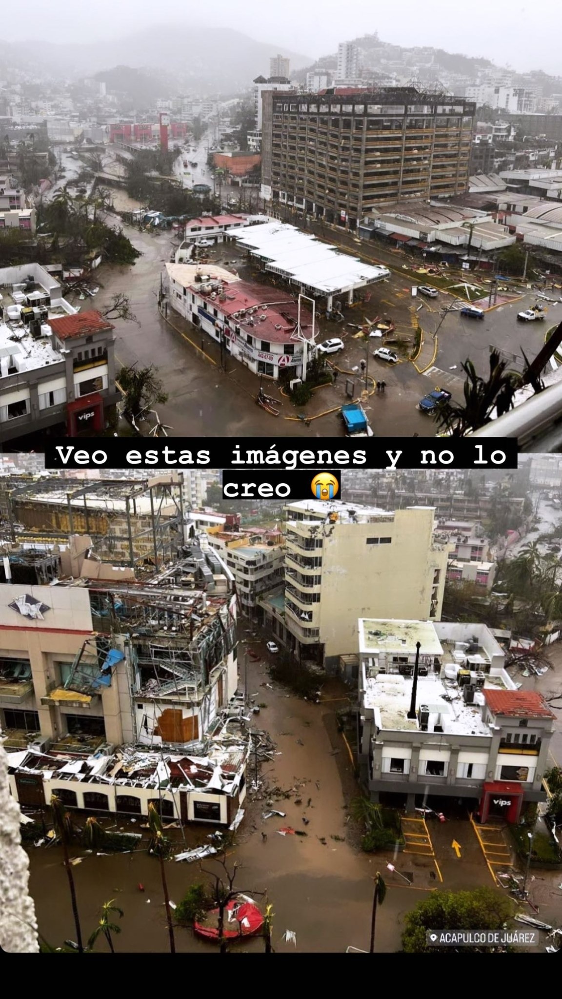 Huracán Otis devastó varios edificios en Acapulco. Foto: Instagram