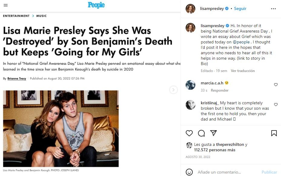 Lisa Marie Presley: Revelan que suicidio de su hijo la dejó "muerta en vida"