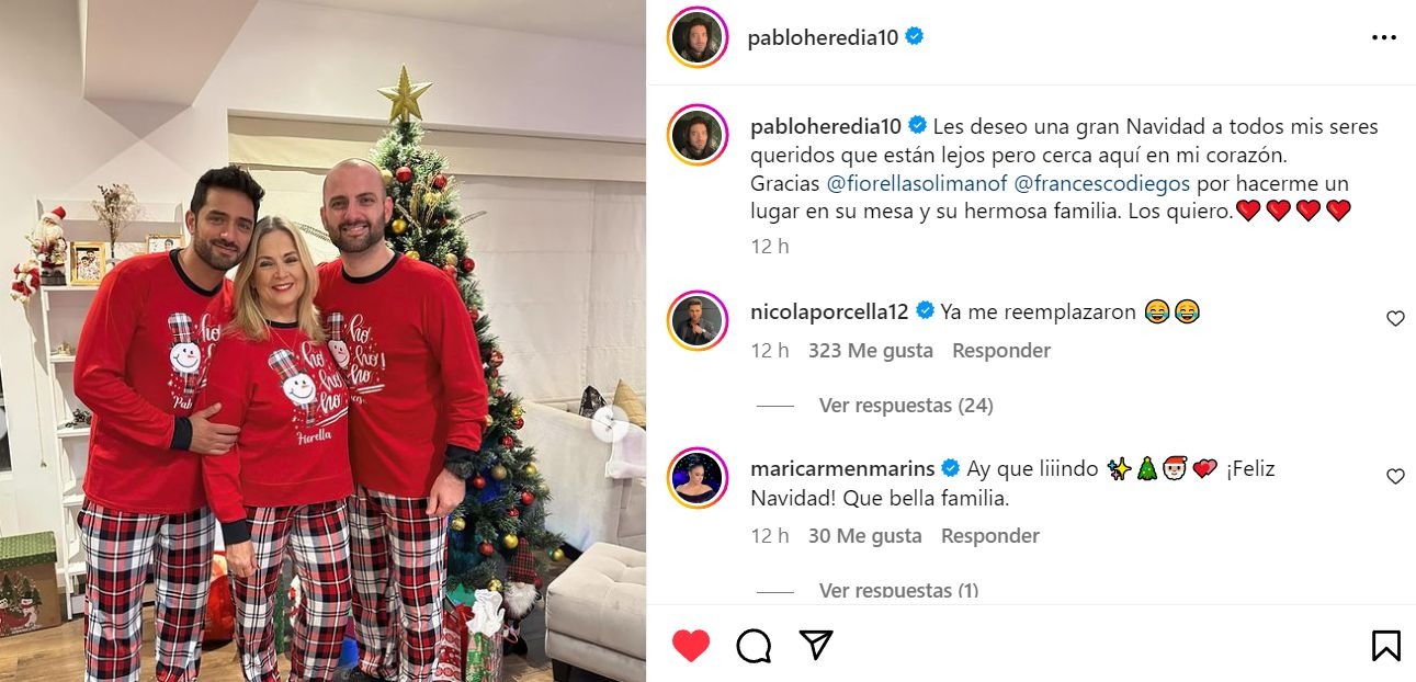 Nicola Porcella reacciona a foto de Pablo Heredia con su familia / Instagram