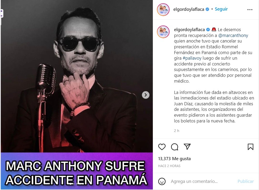 Marc Anthony sufrió accidente y canceló concierto en Panamá