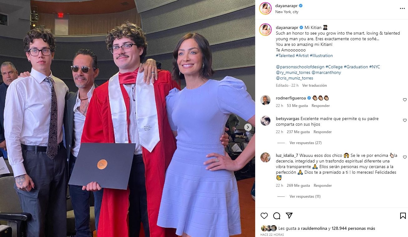 Marc Anthony y Dayanara Torres celebraron así la graduación de su hijo Cristian 