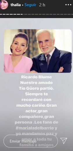 María la del barrio: Thalía se despide de Ricardo Blume con sentido mensaje