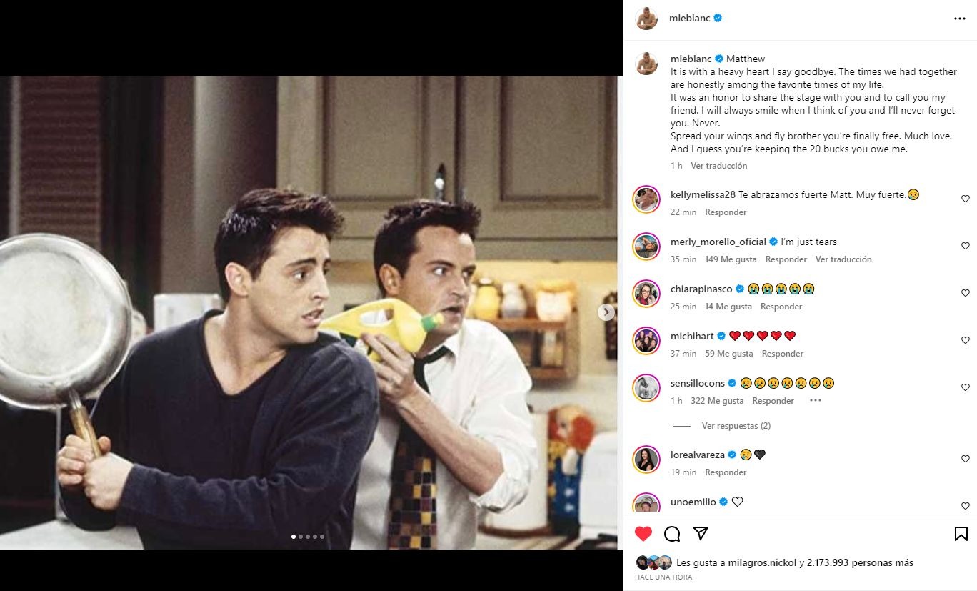La despedida de Joey Tribbiani a Chandler / Instagram