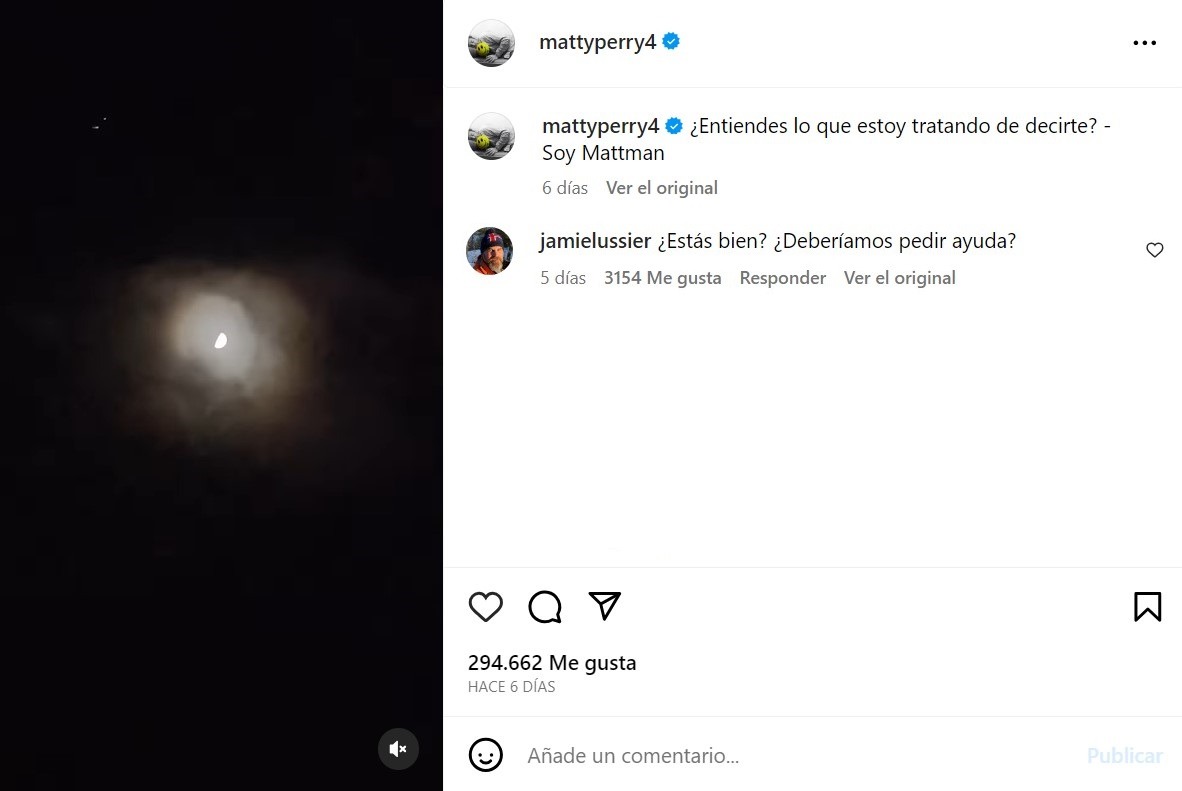 Mensaje de Mathew Perry seis días antes de su muerte/Foto: Instagram