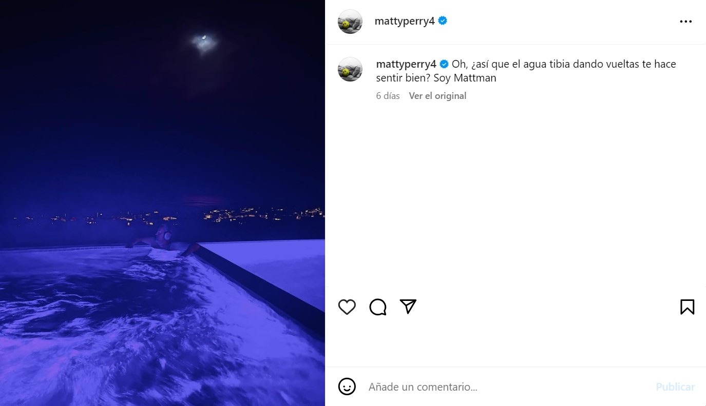 Este fue el último mensaje que dejó Mathew Perry precisamente en el mismo lugar donde fue hallado muerto/Foto: Instagram