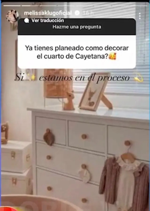 Melissa Klug mostró la decoración del cuarto de su hija Cayetana. Fuente: Instagram