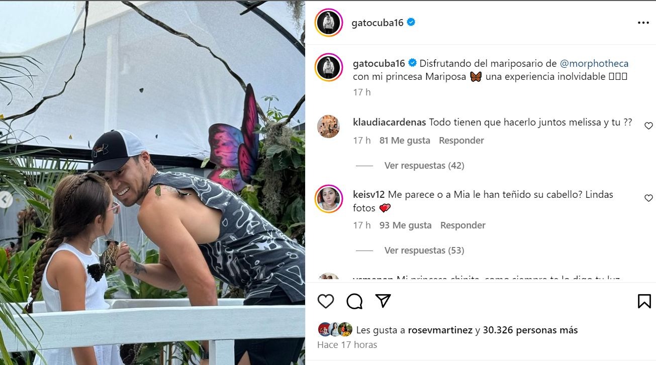 Rodrigo Cuba se lució con su hija en un mariposario al que también llegó Melissa Paredes / Instagram