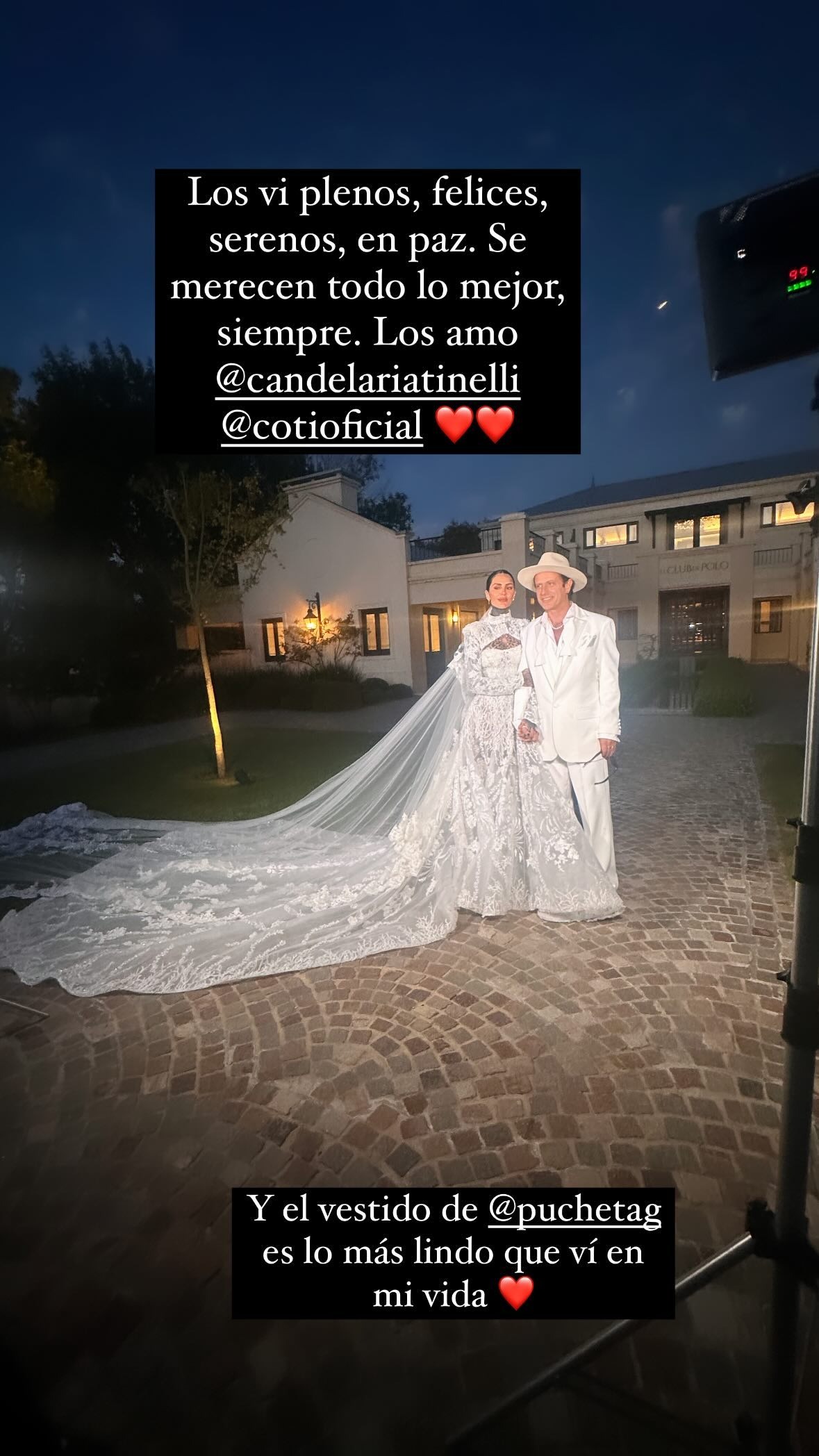 Candelaria Tinelli y Coti Sorokin se casaron en Exaltación de la Cruz en Buenos Aires, Argentina/Foto: Instagram