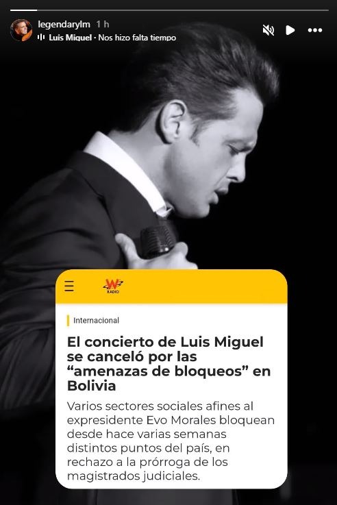 Aclaran cuáles son los motivos reales de la cancelación del concierto de Luis Miguel/Foto: Instagram