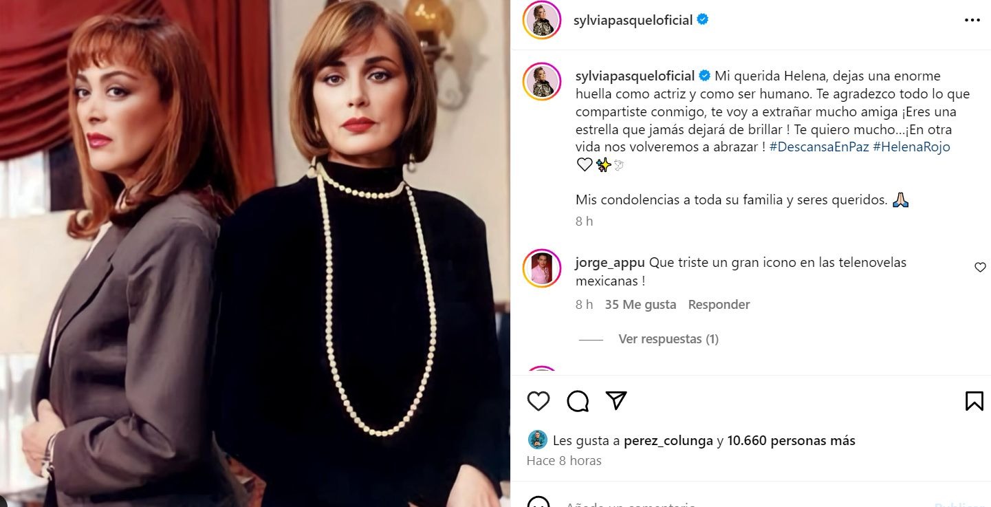 Sylvia Pasquel lamentó el fallecimiento de Helena Rojo / Instagram