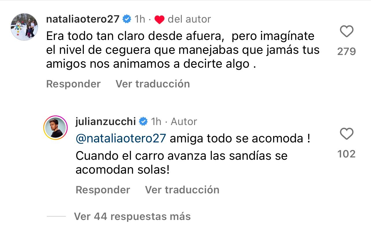 Natalia Otero llamó "manipuladora" a Yiddá Eslava y defendió a Julián Zucchi: “Te alejó de todos tus amigos”
