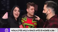 Natalia Segura le pidió anillo de compromiso a Ignacio Baladán en plena entrevista