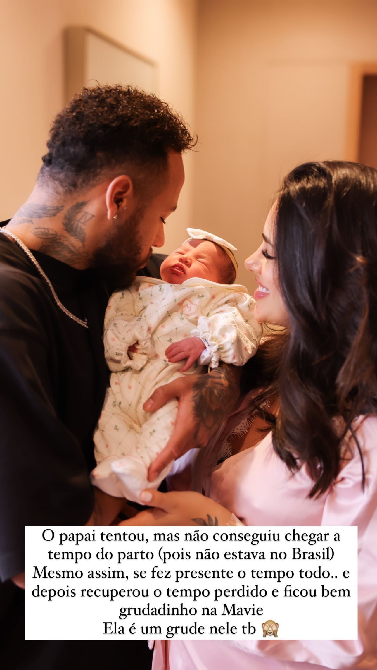 Neymar Jr no llegó a presenciar el nacimiento de su hija Mavie y pudo conocerla días después / Foto: Instagram