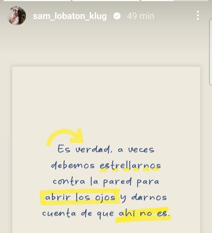 Mensaje de Samahara Lobatón/Foto: Instagram