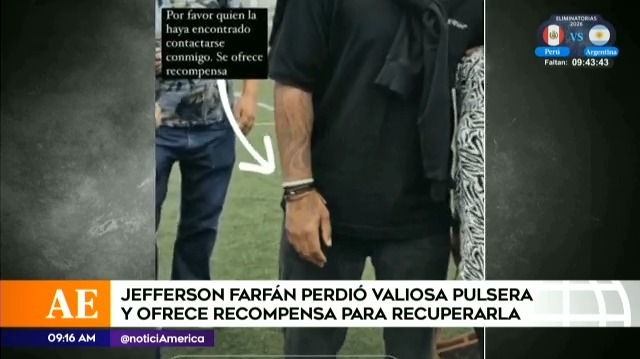 Jefferson Farfán perdió valiosa pulsera. Foto: América Espectáculos 